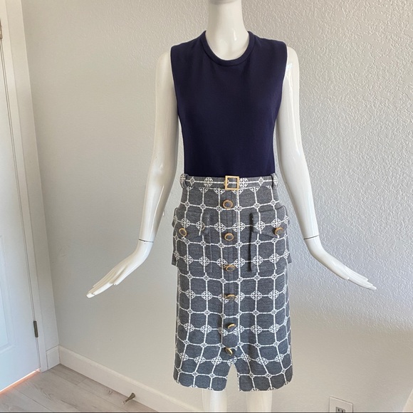 Tory Burch navy belted logo sheath dress - Picture 1 of 11